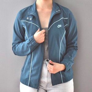 Nike Swoosh Dark Blue & Turquoise Lightweight Windbreaker Running Jacket